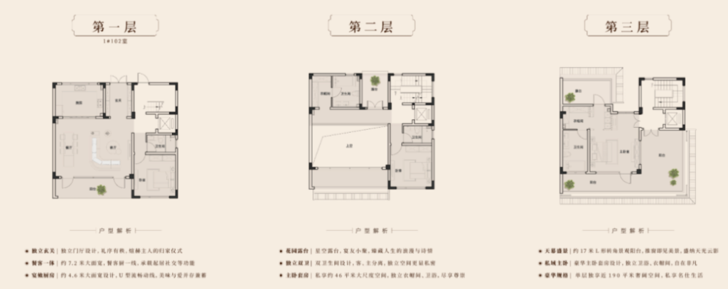 联排户建面约270m²三房两厅四卫